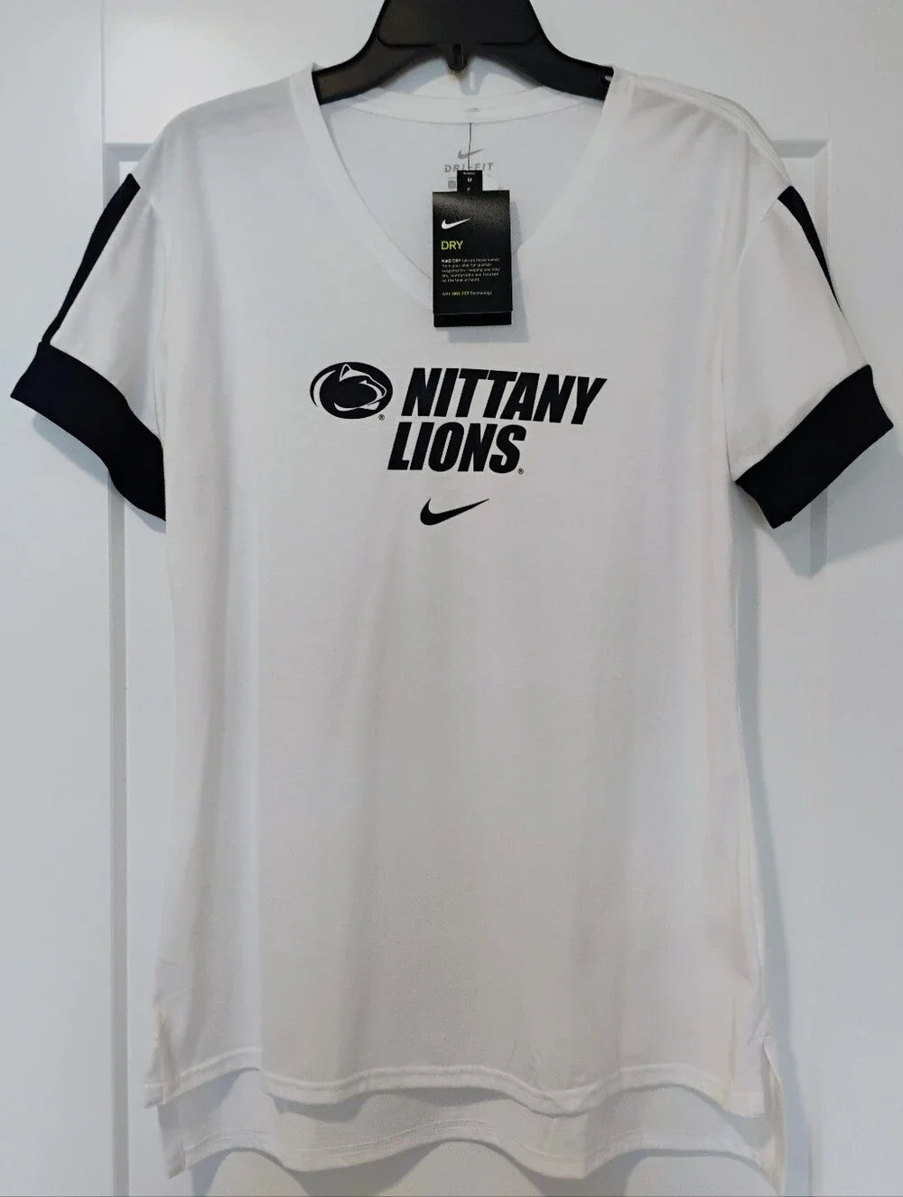 NWT L Nike Dri-Fit NCAA Penn State Nittany Lions Football V-Neck Team Logo Top